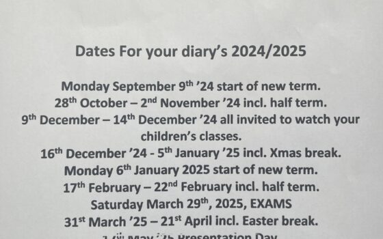 Dates for your diary’s